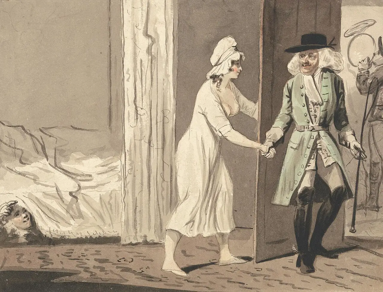 Illustration depicting an adulterous wife, circa 1800